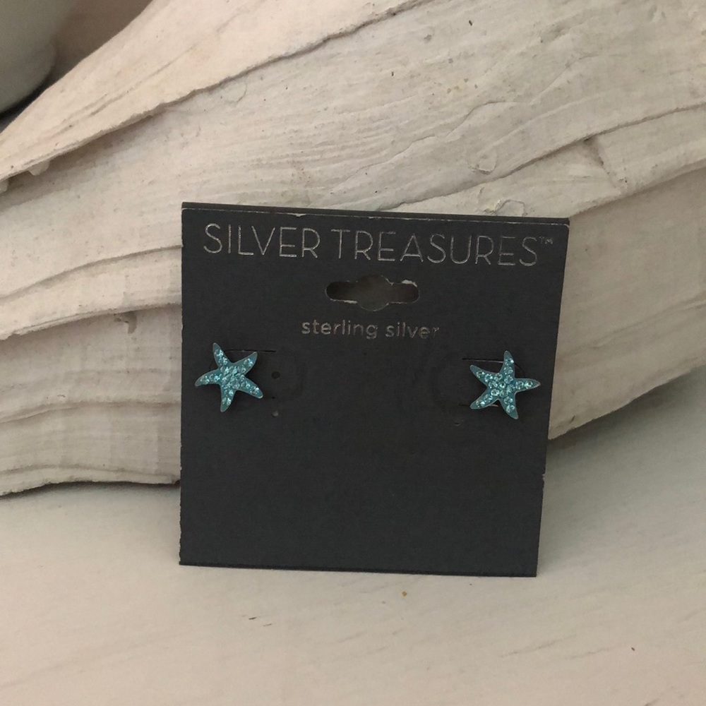 Sterling Silver Starfish Crystal Earrings NWT